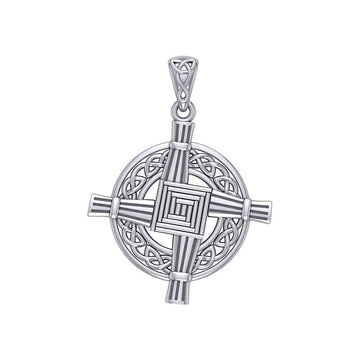 Saint Brigids Cross with Celtic Silver Pendant TPD5880 - Jewelry